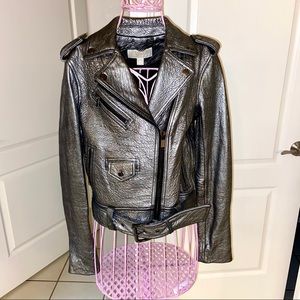 🆕✅ MICHAEL KORS leather jacket Size 4!